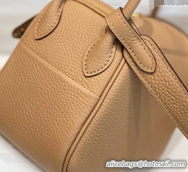 Affordable Price Hermes Lindy Mini Bag 19cm in Grainy Calfskin H7102 Milky Tea Brown