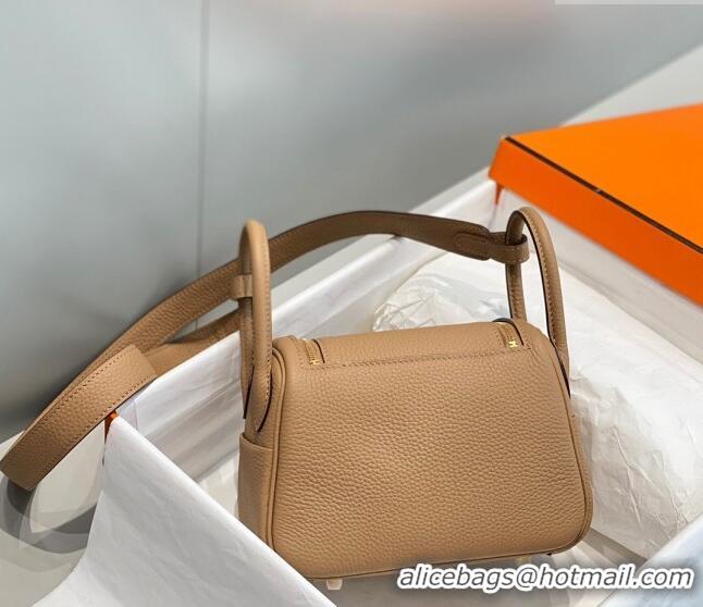 Affordable Price Hermes Lindy Mini Bag 19cm in Grainy Calfskin H7102 Milky Tea Brown