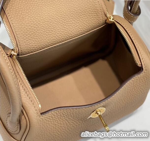 Affordable Price Hermes Lindy Mini Bag 19cm in Grainy Calfskin H7102 Milky Tea Brown