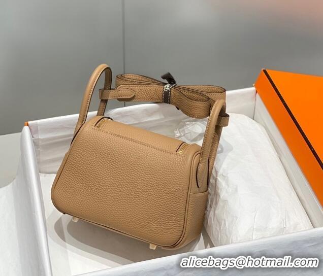 Affordable Price Hermes Lindy Mini Bag 19cm in Grainy Calfskin H7102 Milky Tea Brown