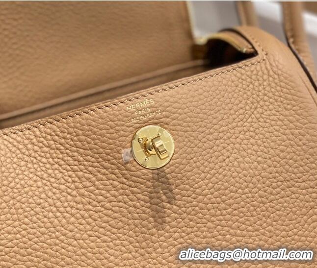 Affordable Price Hermes Lindy Mini Bag 19cm in Grainy Calfskin H7102 Milky Tea Brown