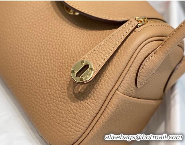 Affordable Price Hermes Lindy Mini Bag 19cm in Grainy Calfskin H7102 Milky Tea Brown