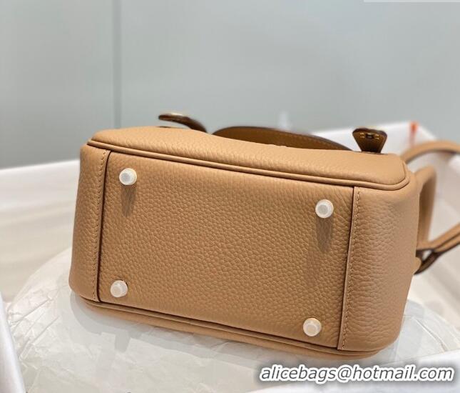 Affordable Price Hermes Lindy Mini Bag 19cm in Grainy Calfskin H7102 Milky Tea Brown