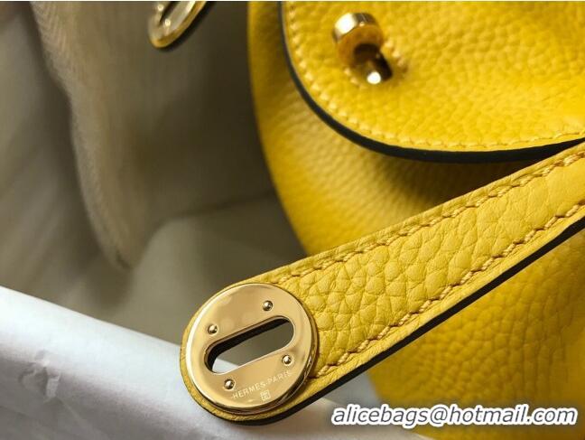 Good Looking Hermes Lindy Mini Bag 19cm in Grainy Calfskin H7102 Amber Yellow