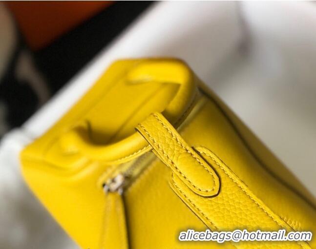 Good Looking Hermes Lindy Mini Bag 19cm in Grainy Calfskin H7102 Amber Yellow