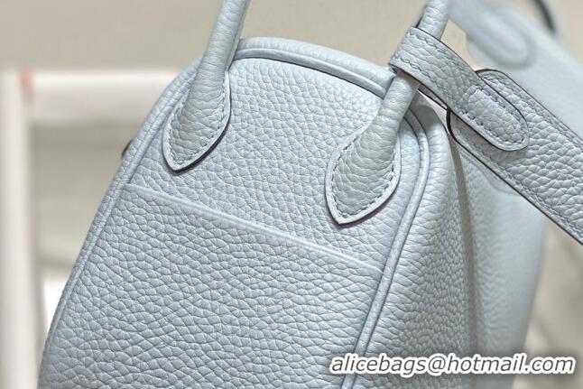 Well Crafted Hermes Lindy Mini Bag 19cm in Grainy Calfskin H7102 Grail Blue