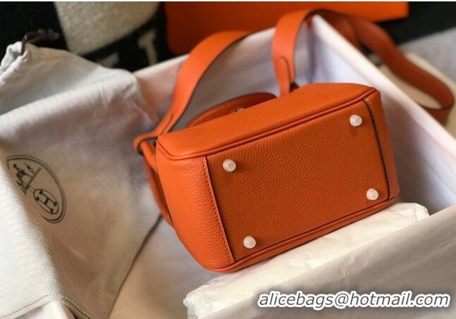 Top Design Hermes Lindy Mini Bag 19cm in Grainy Calfskin H7102 Fire Orange