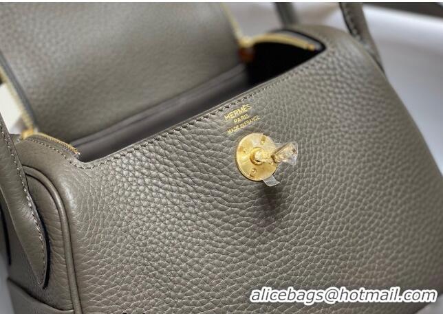 Top Quality Hermes Lindy Mini Bag 19cm in Grainy Calfskin H7102 Tin Grey