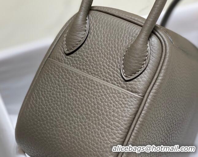 Top Quality Hermes Lindy Mini Bag 19cm in Grainy Calfskin H7102 Tin Grey