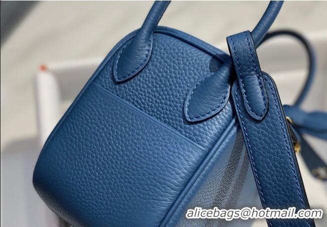 Famous Brand Hermes Lindy Mini Bag 19cm in Grainy Calfskin H7102 Agate Blue