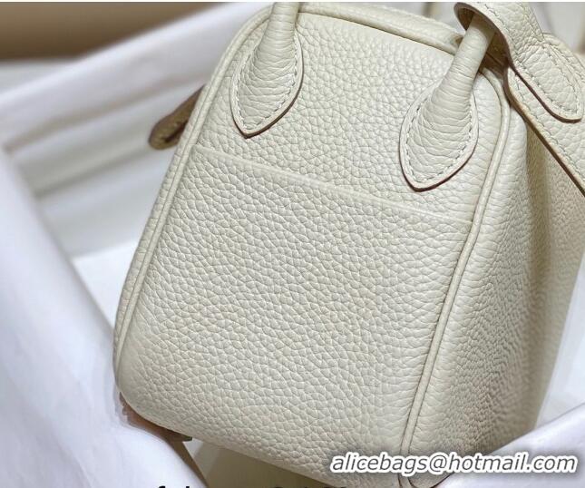 Good Taste Hermes Lindy Mini Bag 19cm in Grainy Calfskin H7102 Milk Shake White/Silver