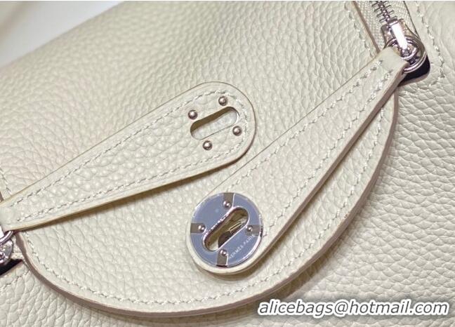 Good Taste Hermes Lindy Mini Bag 19cm in Grainy Calfskin H7102 Milk Shake White/Silver