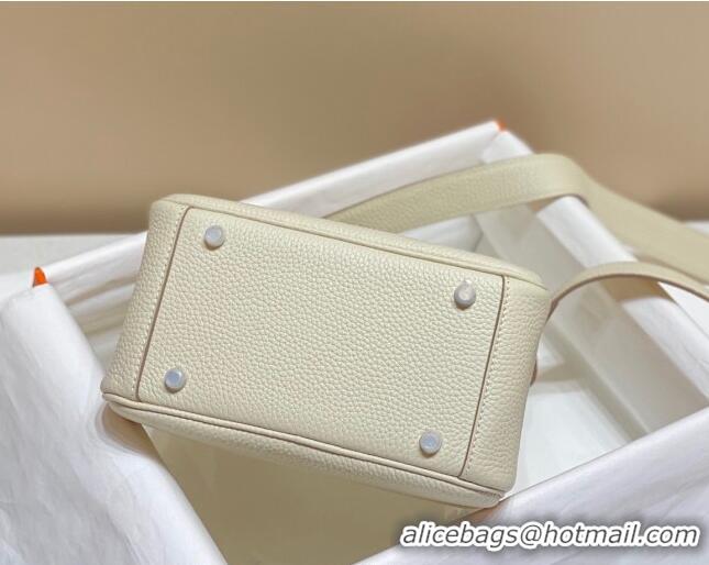 Good Taste Hermes Lindy Mini Bag 19cm in Grainy Calfskin H7102 Milk Shake White/Silver