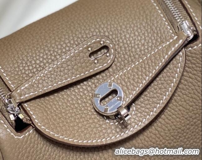 Best Quality Hermes Lindy Mini Bag 19cm in Grainy Calfskin H7102 Elephant Grey/Silver