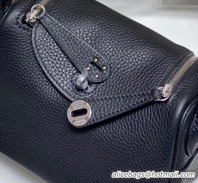 Cheapest Hermes Lindy Mini Bag 19cm in Grainy Calfskin H7102 Black/Silver