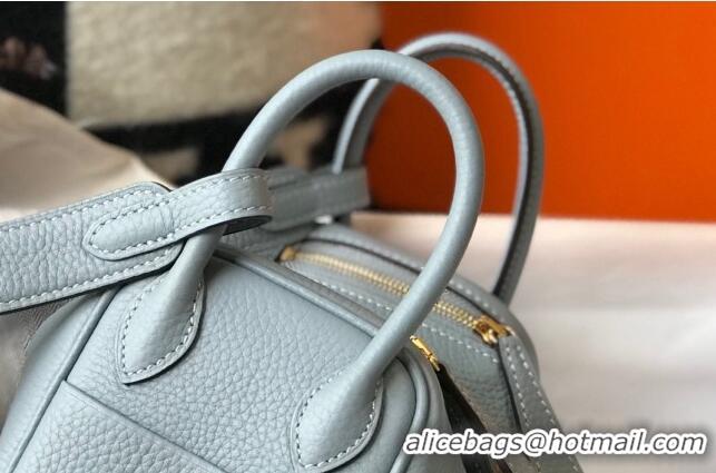 Cheap Price Hermes Lindy Mini Bag 19cm in Grainy Calfskin H7102 Flax Blue