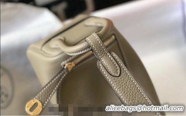 Best Price Hermes Lindy Mini Bag 19cm in Grainy Calfskin H7102 Dove Grey/Gold