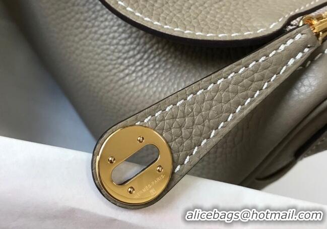 Best Price Hermes Lindy Mini Bag 19cm in Grainy Calfskin H7102 Dove Grey/Gold