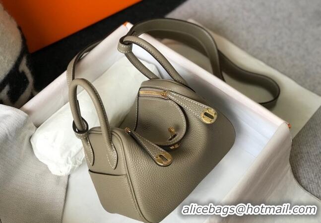 Best Price Hermes Lindy Mini Bag 19cm in Grainy Calfskin H7102 Dove Grey/Gold