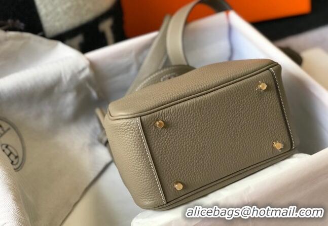 Best Price Hermes Lindy Mini Bag 19cm in Grainy Calfskin H7102 Dove Grey/Gold