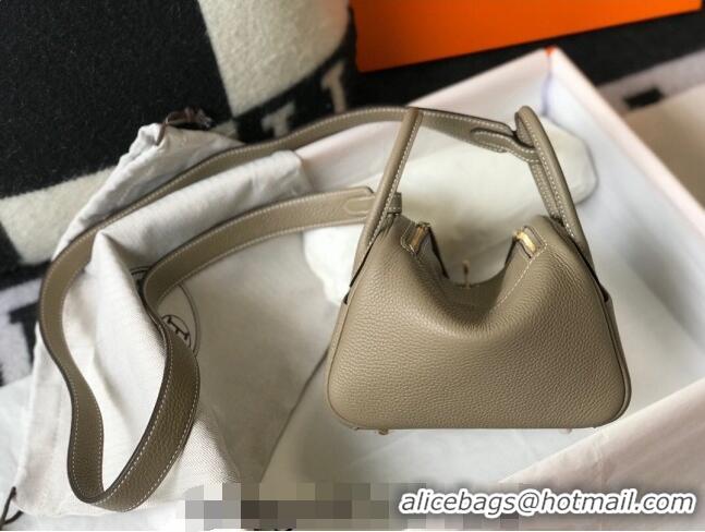 Best Price Hermes Lindy Mini Bag 19cm in Grainy Calfskin H7102 Dove Grey/Gold