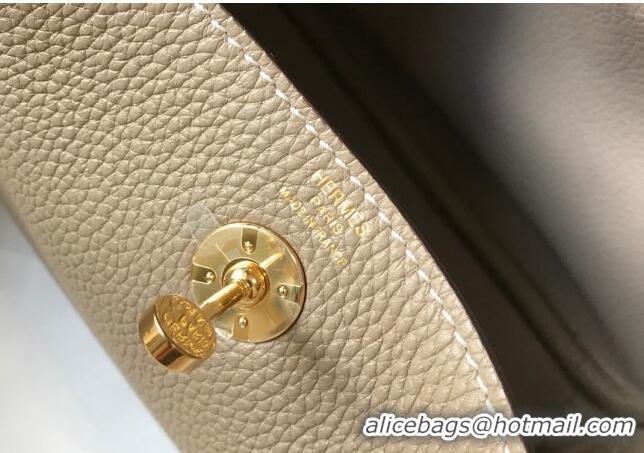 Best Price Hermes Lindy Mini Bag 19cm in Grainy Calfskin H7102 Dove Grey/Gold