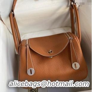 Best Price Hermes Lindy 26/30 Bag in Original Taurillon Clemence Leather H1501 Brown/Silver 2024 (Full Handmade)