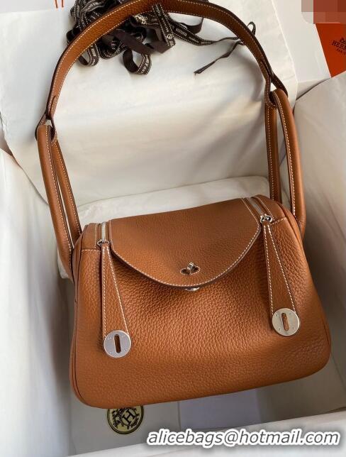 Best Price Hermes Lindy 26/30 Bag in Original Taurillon Clemence Leather H1501 Brown/Silver 2024 (Full Handmade)