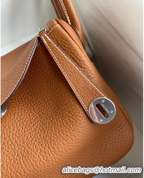 Best Price Hermes Lindy 26/30 Bag in Original Taurillon Clemence Leather H1501 Brown/Silver 2024 (Full Handmade)