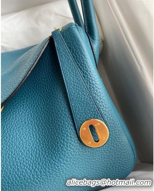 Promotional Hermes Lindy 26/30 Bag in Original Taurillon Clemence Leather H1501 Bosphorus Green/Silver 2024 (Full Handma