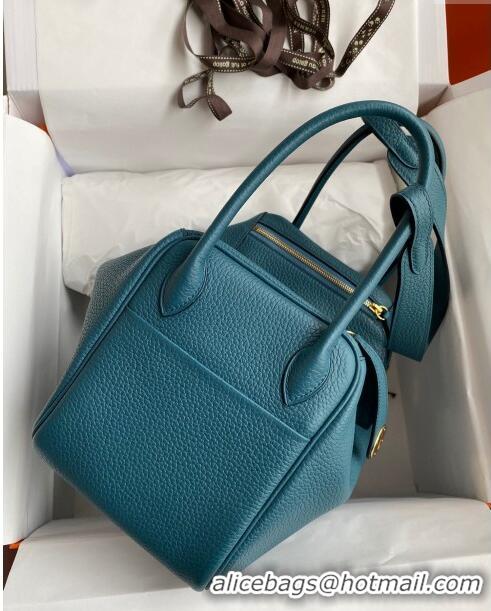 Promotional Hermes Lindy 26/30 Bag in Original Taurillon Clemence Leather H1501 Bosphorus Green/Silver 2024 (Full Handma