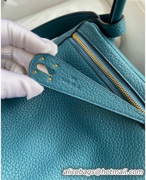 Promotional Hermes Lindy 26/30 Bag in Original Taurillon Clemence Leather H1501 Bosphorus Green/Silver 2024 (Full Handma