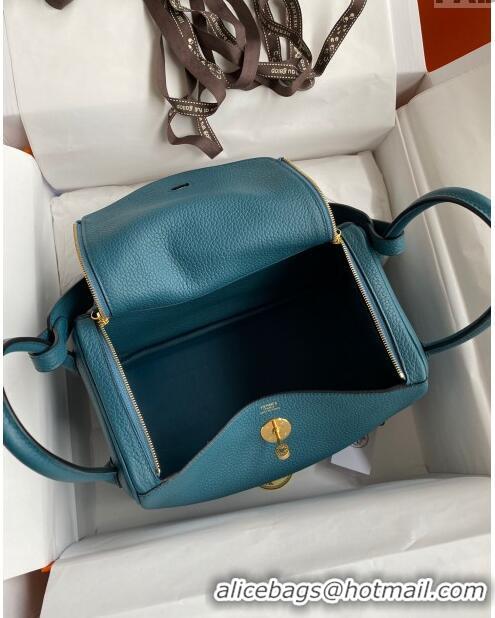 Promotional Hermes Lindy 26/30 Bag in Original Taurillon Clemence Leather H1501 Bosphorus Green/Silver 2024 (Full Handma