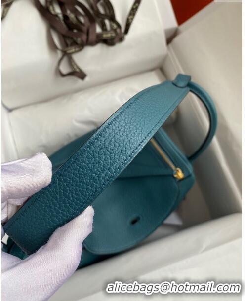 Promotional Hermes Lindy 26/30 Bag in Original Taurillon Clemence Leather H1501 Bosphorus Green/Silver 2024 (Full Handma