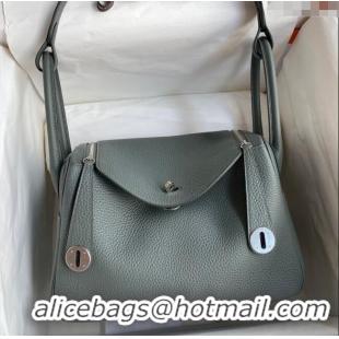 Luxury Cheap Hermes Lindy 26/30 Bag in Original Taurillon Clemence Leather H1501 Almond Green/Silver 2024 (Full Handmade