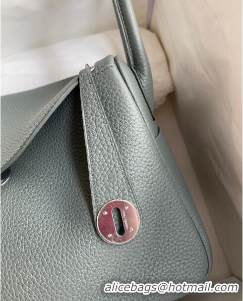 Luxury Cheap Hermes Lindy 26/30 Bag in Original Taurillon Clemence Leather H1501 Almond Green/Silver 2024 (Full Handmade