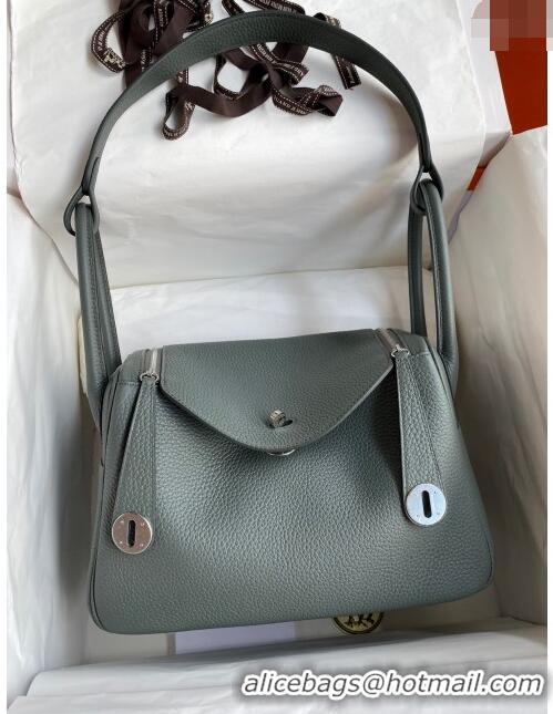 Luxury Cheap Hermes Lindy 26/30 Bag in Original Taurillon Clemence Leather H1501 Almond Green/Silver 2024 (Full Handmade