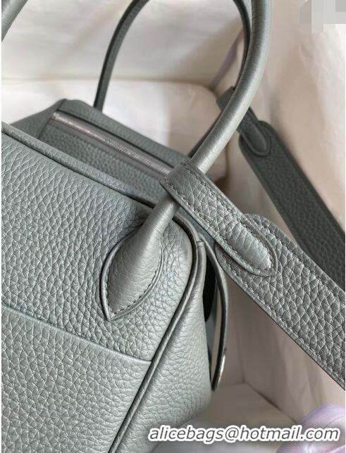 Luxury Cheap Hermes Lindy 26/30 Bag in Original Taurillon Clemence Leather H1501 Almond Green/Silver 2024 (Full Handmade