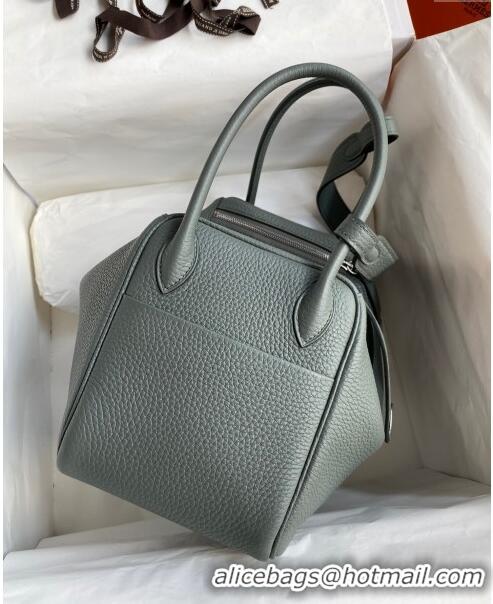 Luxury Cheap Hermes Lindy 26/30 Bag in Original Taurillon Clemence Leather H1501 Almond Green/Silver 2024 (Full Handmade