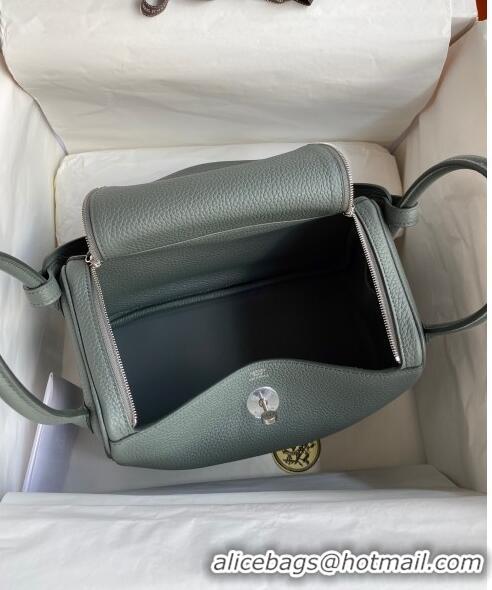 Luxury Cheap Hermes Lindy 26/30 Bag in Original Taurillon Clemence Leather H1501 Almond Green/Silver 2024 (Full Handmade