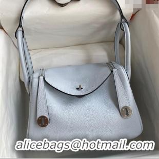 New Fashion Hermes Lindy 26/30 Bag in Original Taurillon Clemence Leather H1501 Grail Blue/Silver 2024 (Full Handmade)