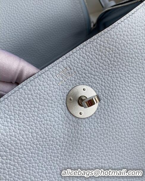 New Fashion Hermes Lindy 26/30 Bag in Original Taurillon Clemence Leather H1501 Grail Blue/Silver 2024 (Full Handmade)