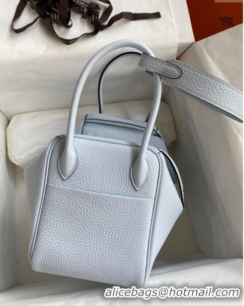 New Fashion Hermes Lindy 26/30 Bag in Original Taurillon Clemence Leather H1501 Grail Blue/Silver 2024 (Full Handmade)