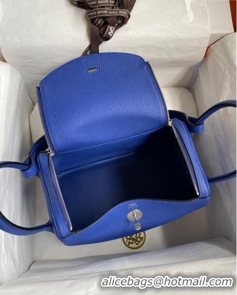 Good Product Hermes Lindy 26/30 Bag in Original Taurillon Clemence Leather H1501 Electric Blue/Silver 2024 (Full Handmad