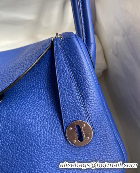 Good Product Hermes Lindy 26/30 Bag in Original Taurillon Clemence Leather H1501 Electric Blue/Silver 2024 (Full Handmad