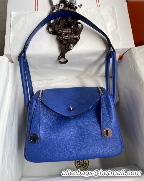 Good Product Hermes Lindy 26/30 Bag in Original Taurillon Clemence Leather H1501 Electric Blue/Silver 2024 (Full Handmad