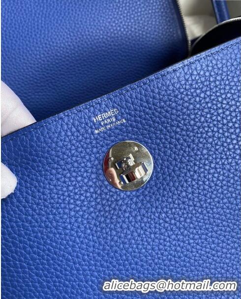 Good Product Hermes Lindy 26/30 Bag in Original Taurillon Clemence Leather H1501 Electric Blue/Silver 2024 (Full Handmad