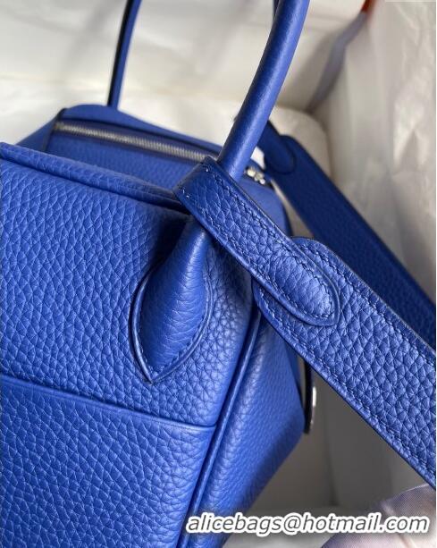 Good Product Hermes Lindy 26/30 Bag in Original Taurillon Clemence Leather H1501 Electric Blue/Silver 2024 (Full Handmad