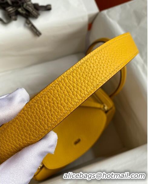 Well Crafted Hermes Lindy 26/30 Bag in Original Taurillon Clemence Leather H1501 Amber Yellow/Gold 2024 (Full Handmade)