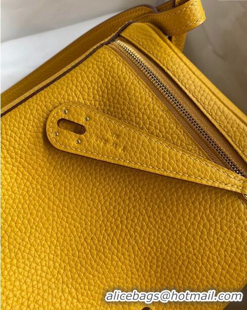 Well Crafted Hermes Lindy 26/30 Bag in Original Taurillon Clemence Leather H1501 Amber Yellow/Gold 2024 (Full Handmade)